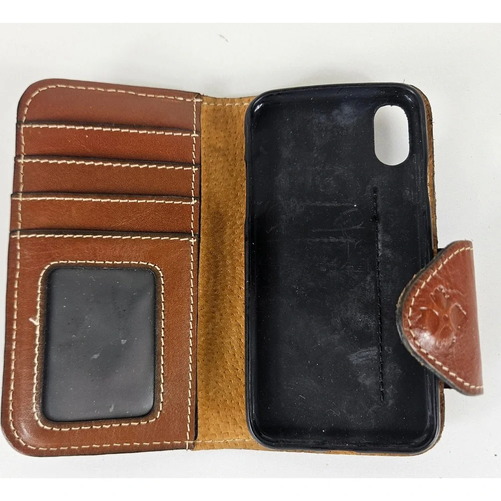 Patricia Nash Floral Leather Wallet Phone Case Tan Rose Print iPhone X or XS